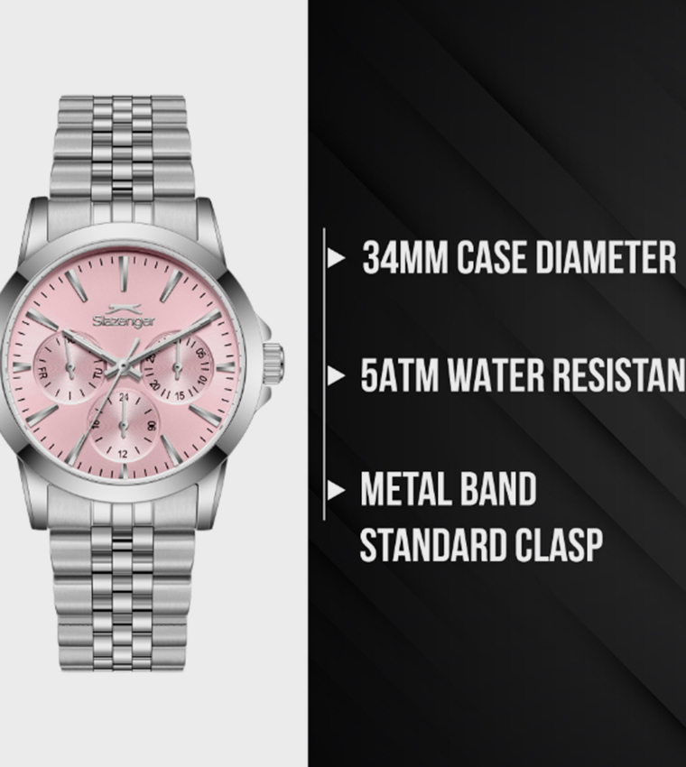 Pink Dial Multifunction Watch