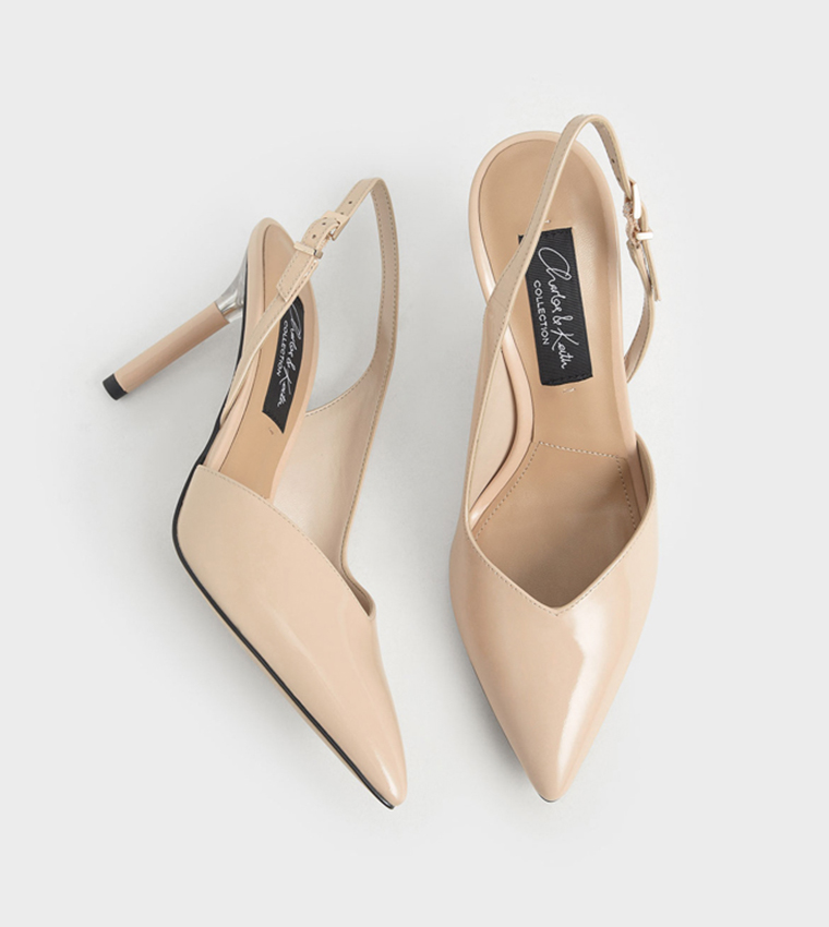 Buy Charles & Keith Patent Leather Half D'Orsay Slingback Pumps Pink In ...