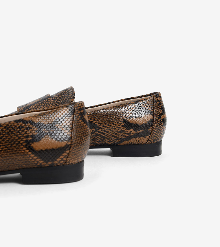 Buy Charles & Keith Leather Snake Print Loafers In Multiple Colors