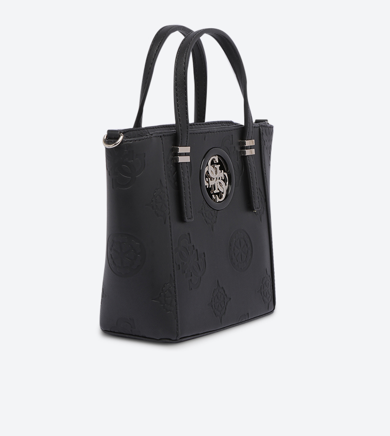 Buy Guess Open Road Mini Double Grab Handle Tote Bag Black In