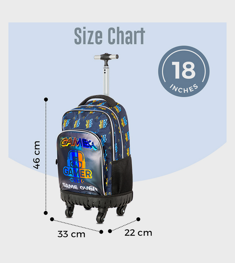 18" 4-Wheel Trolley School Bag Set with Lunch Bag and Pencil Case - Gamer Edition