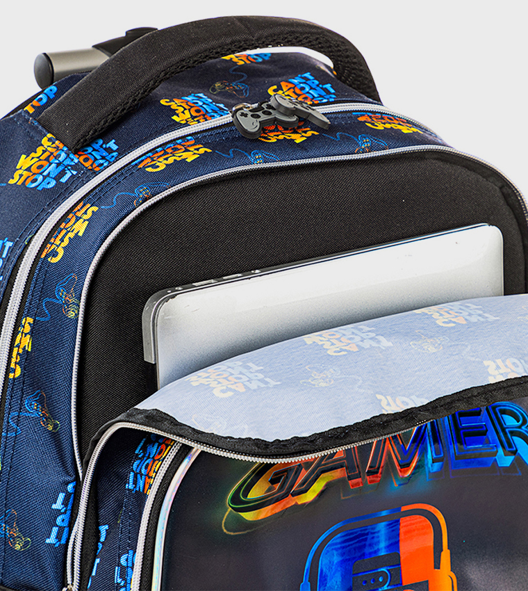 18" 4-Wheel Trolley School Bag Set with Lunch Bag and Pencil Case - Gamer Edition