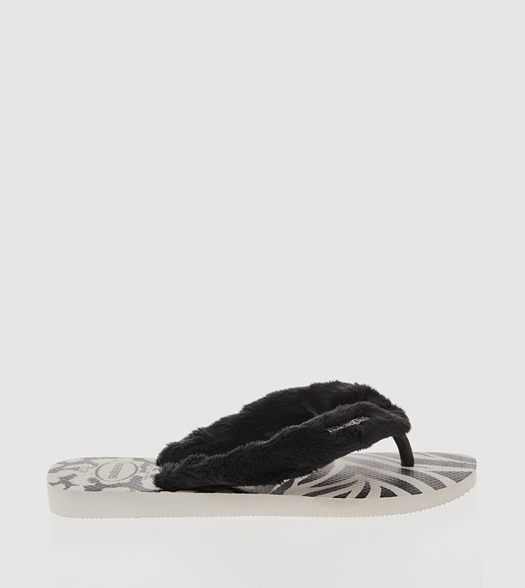  Top Home Fluffy Zebra Patterned Flip Flops