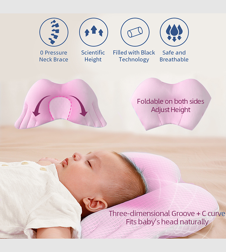 Buy Sunveno Sambox Infant Head Shaper Wings Pillow Pink In Pink