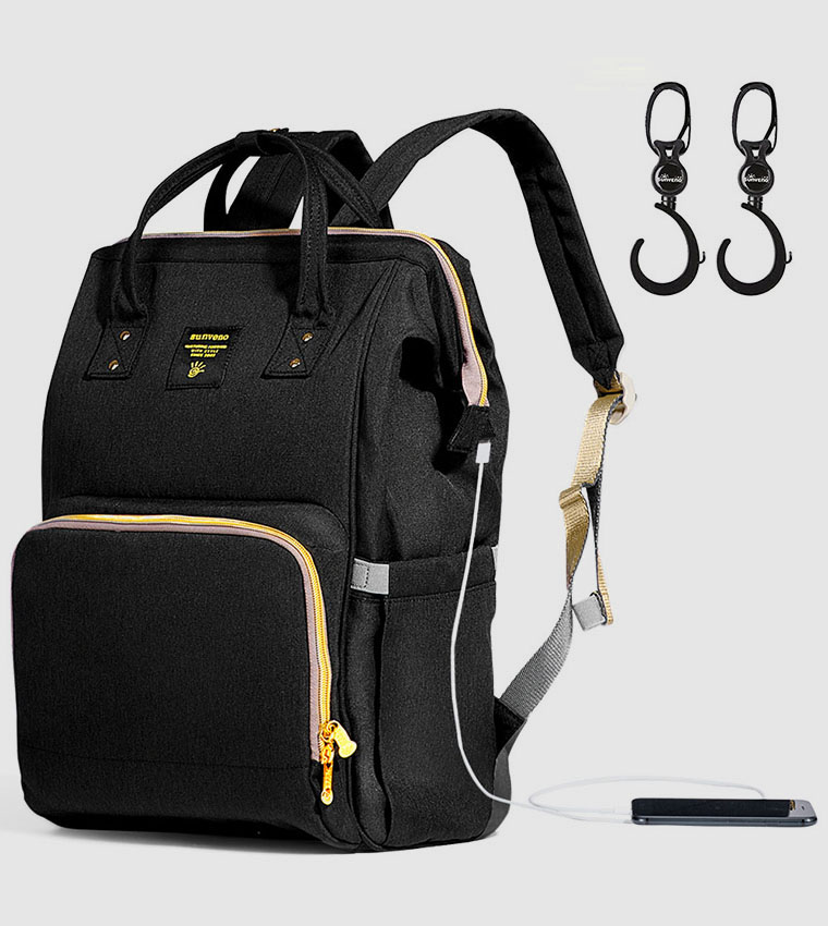 Diaper Bag with Usb And Hooks