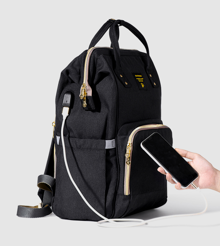 Diaper Bag with Usb And Hooks