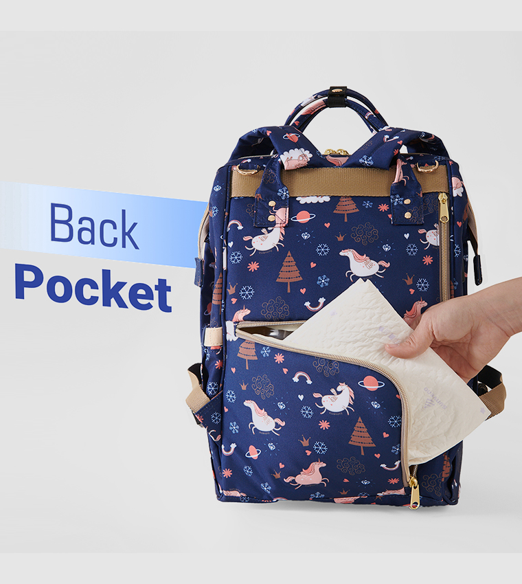 Diaper Bag with USB Charging Port and Changing Mat - Blue Dream Sky