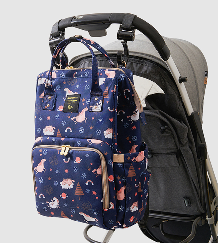 Diaper Bag with USB Charging Port and Changing Mat - Blue Dream Sky