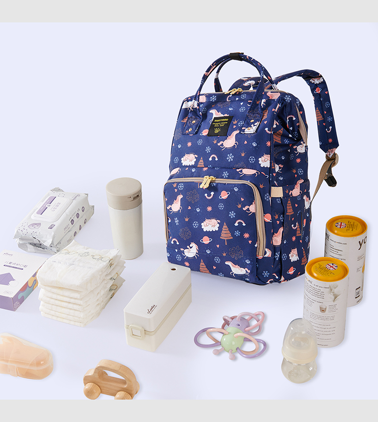 Diaper Bag with USB Charging Port and Changing Mat - Blue Dream Sky