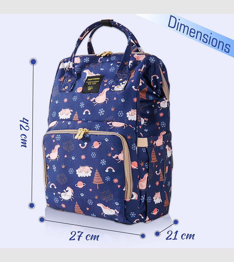 Diaper Bag with USB Charging Port and Changing Mat - Blue Dream Sky