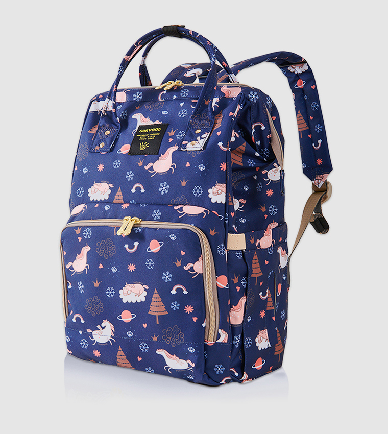 Diaper Bag with USB Charging Port and Changing Mat - Blue Dream Sky