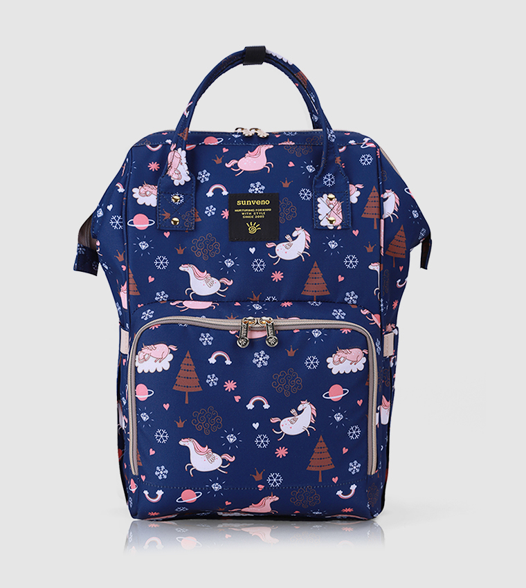 Diaper Bag with USB Charging Port and Changing Mat - Blue Dream Sky