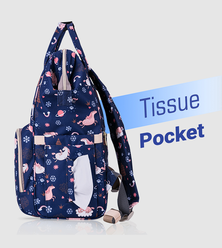 Diaper Bag with USB Charging Port and Changing Mat - Blue Dream Sky
