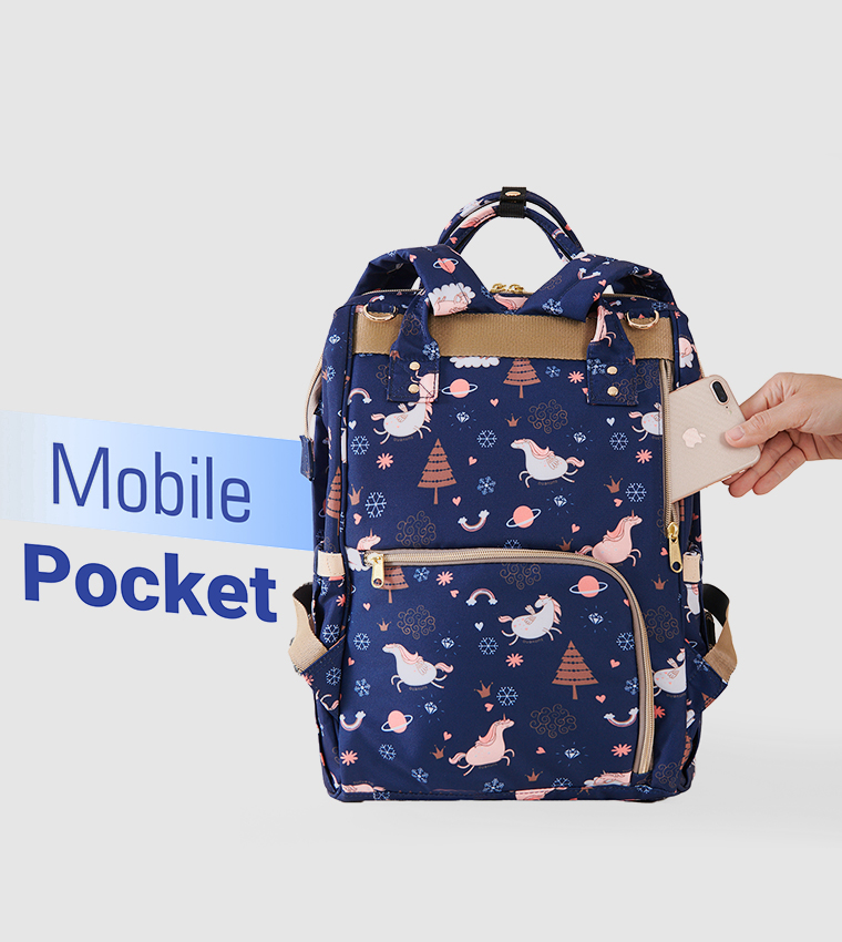 Diaper Bag with USB Charging Port and Changing Mat - Blue Dream Sky