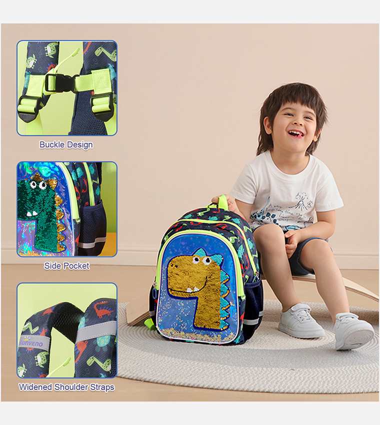 Sequins Dinosaur School Backpack