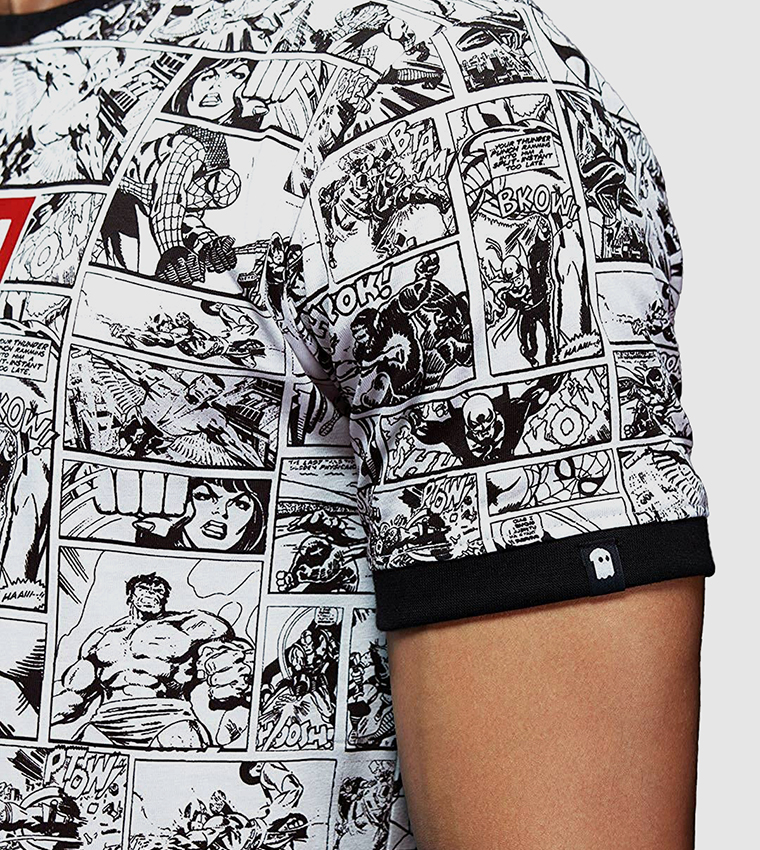 Marvel Comic Strip Printed Crew Neck T-Shirt