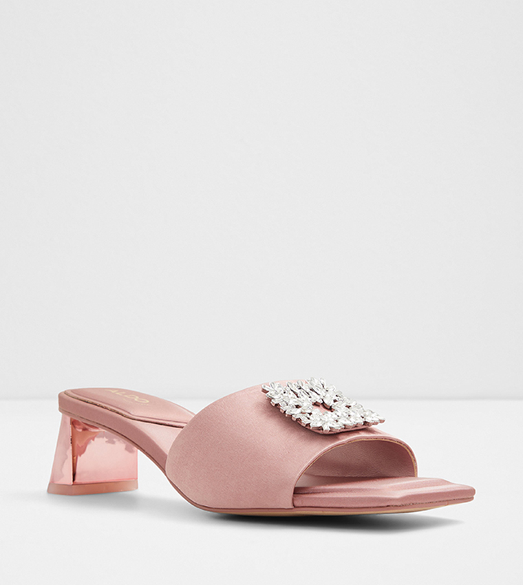 Aldo embellished blush block heeled sandals online