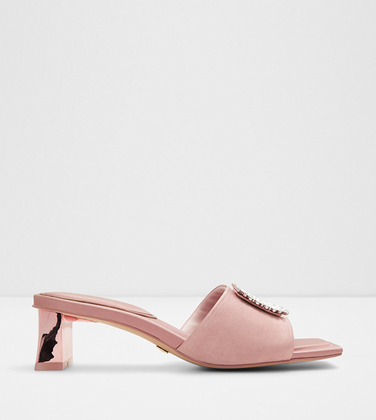 Aldo embellished blush block heeled sandals online