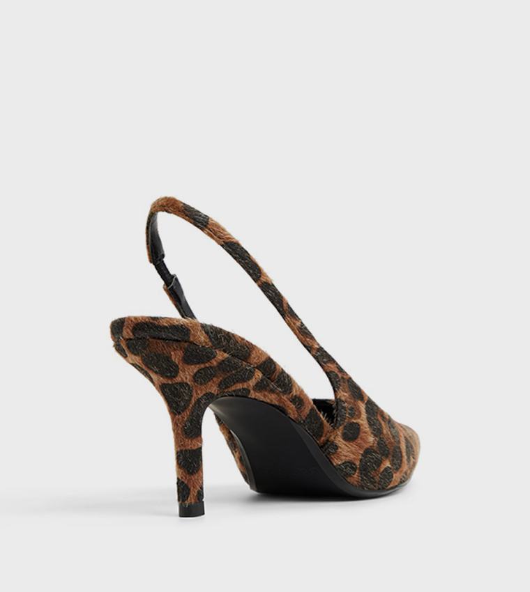 SOLLENNE Animal Printed Slingback Pumps