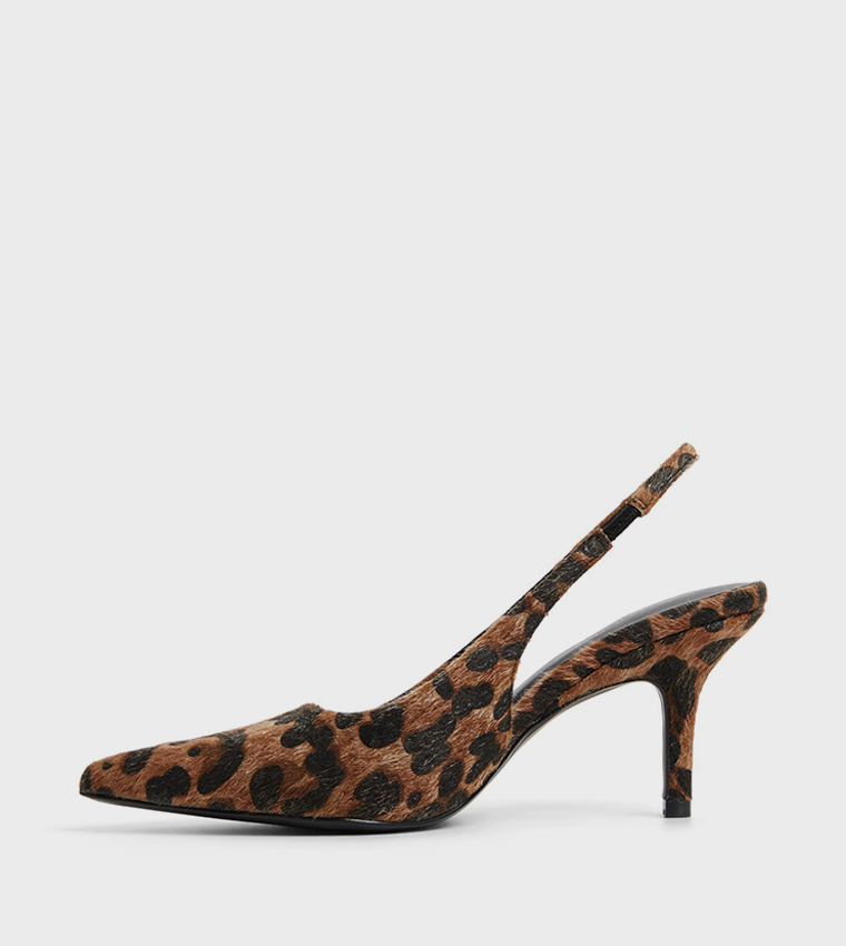 SOLLENNE Animal Printed Slingback Pumps