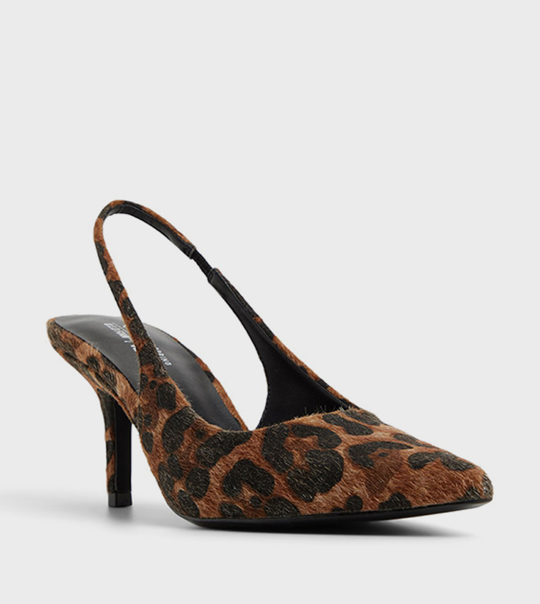 SOLLENNE Animal Printed Slingback Pumps
