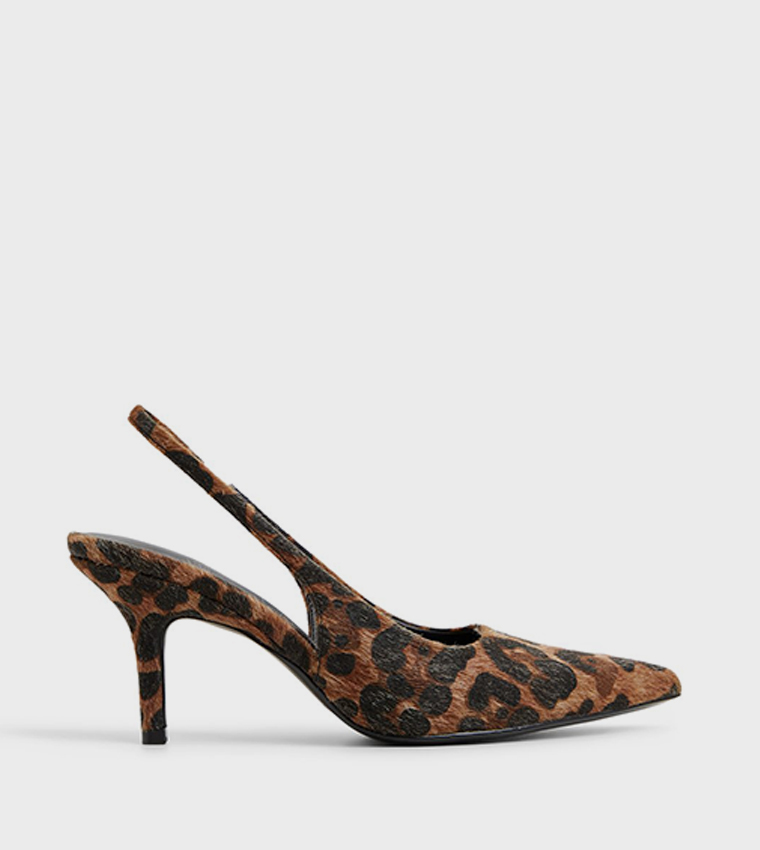 SOLLENNE Animal Printed Slingback Pumps