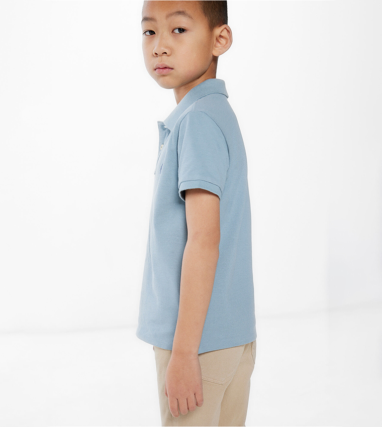 Buy Springfield Embroidered Short Sleeves Polo T Shirt In Blue ...