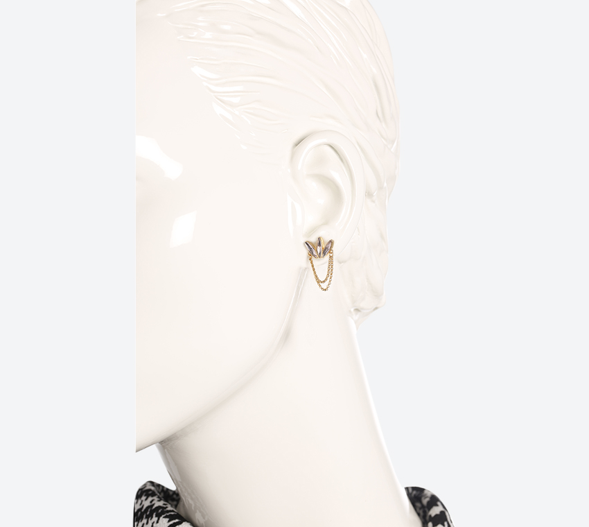 Stone Swag Stud Earrings - Gold