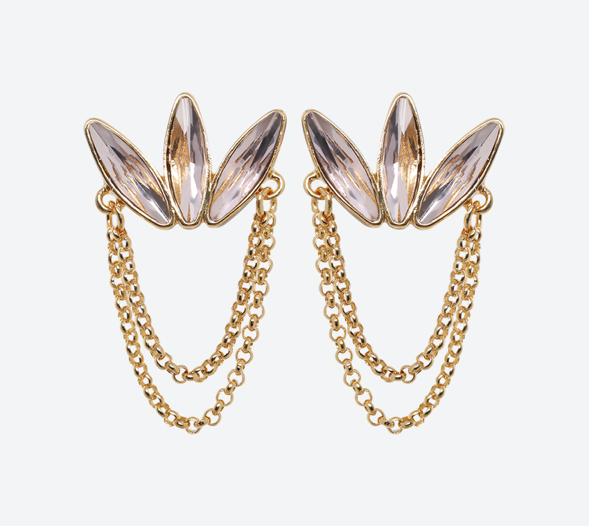 Stone Swag Stud Earrings - Gold