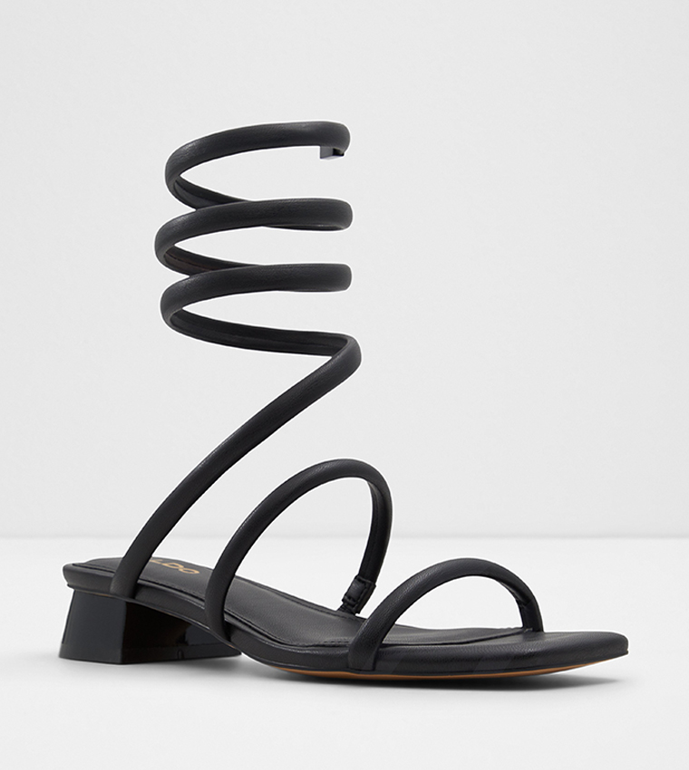 Buy Aldo SPINNA Ankle Spiral Strap Flat Sandals In Black