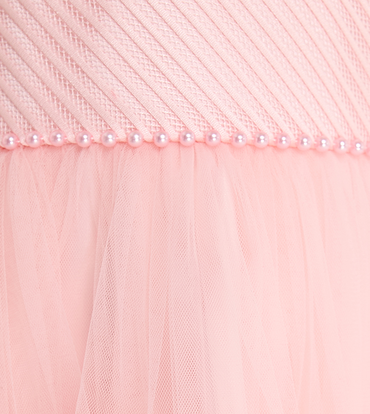 Textured Cap Sleeves Fit and Flare Dress