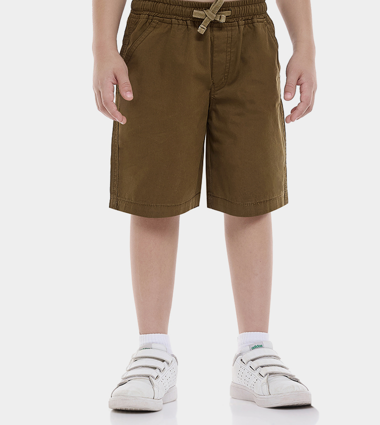 Striped Mandarin Collar Shirt & Shorts Set