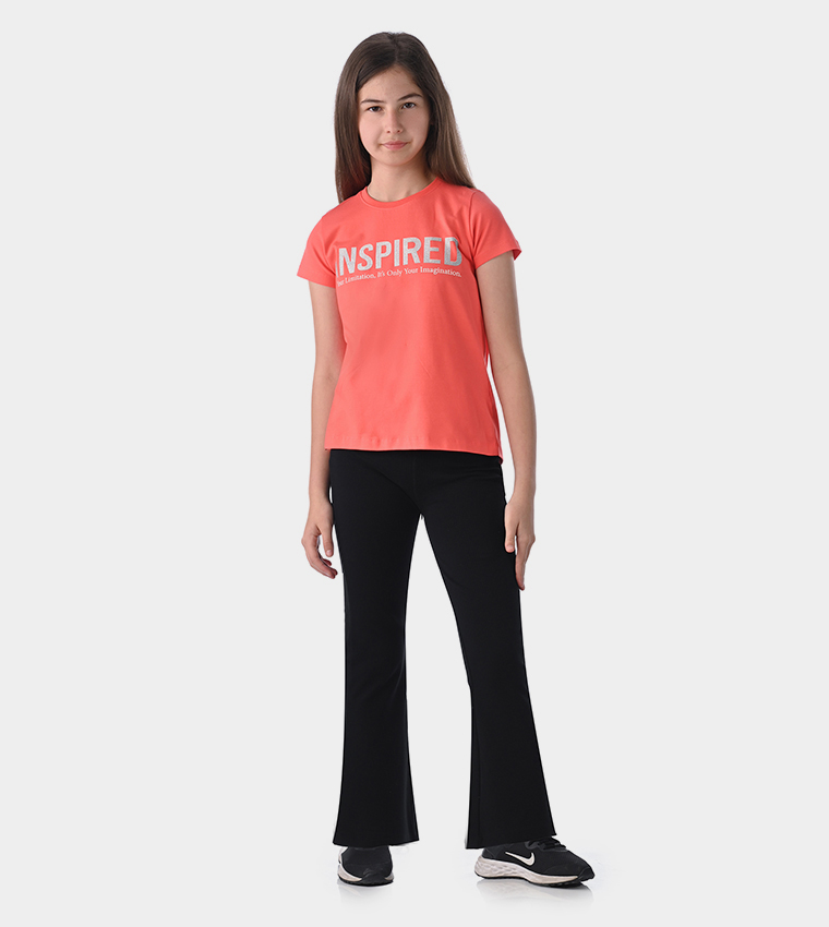 Printed T-Shirt and Flared Pant Set