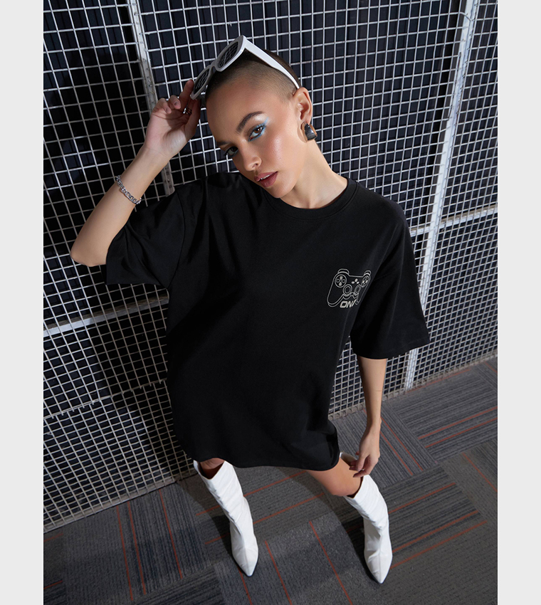Game On Print Oversized T-Shirt Dress