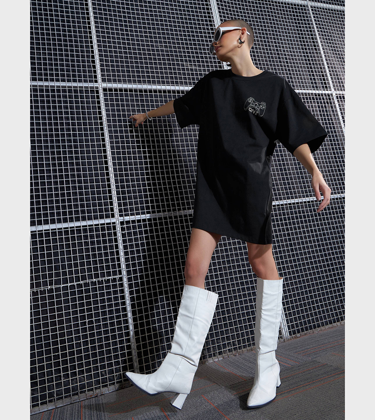 Game On Print Oversized T-Shirt Dress