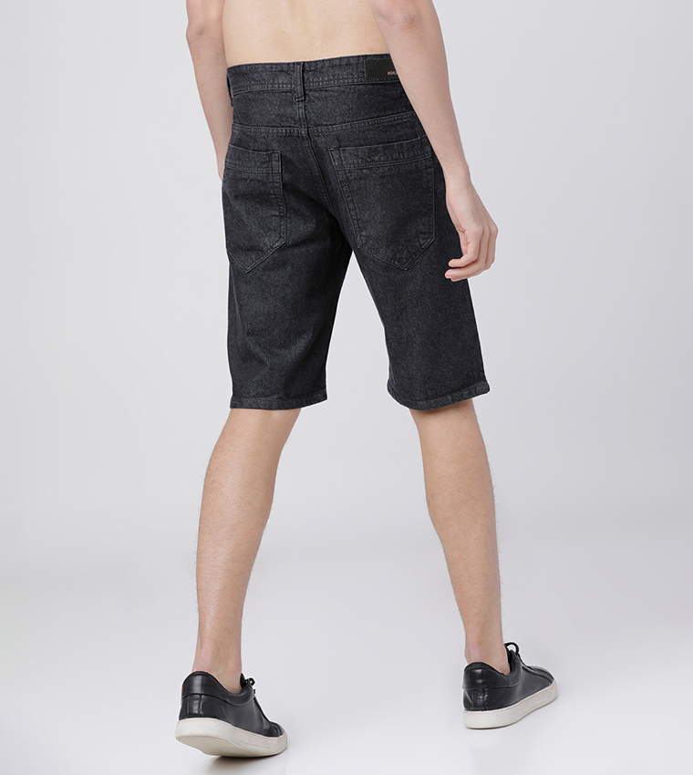 Solid Slim Fit Denim Shorts