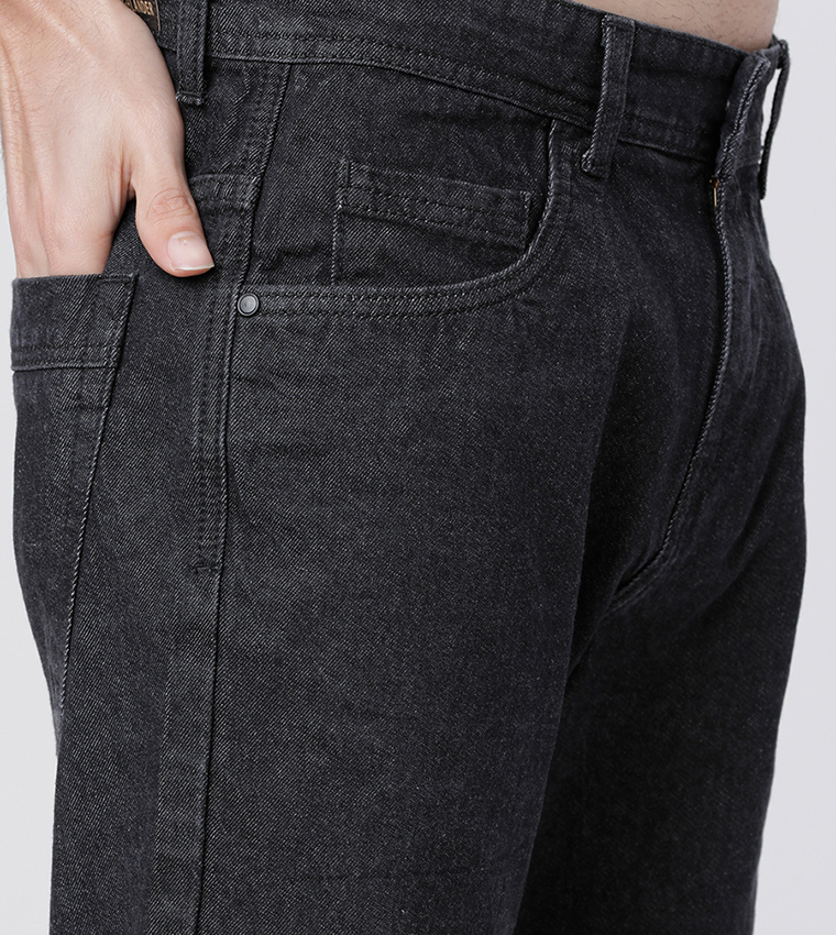 Solid Slim Fit Denim Shorts