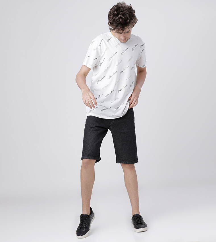 Solid Slim Fit Denim Shorts