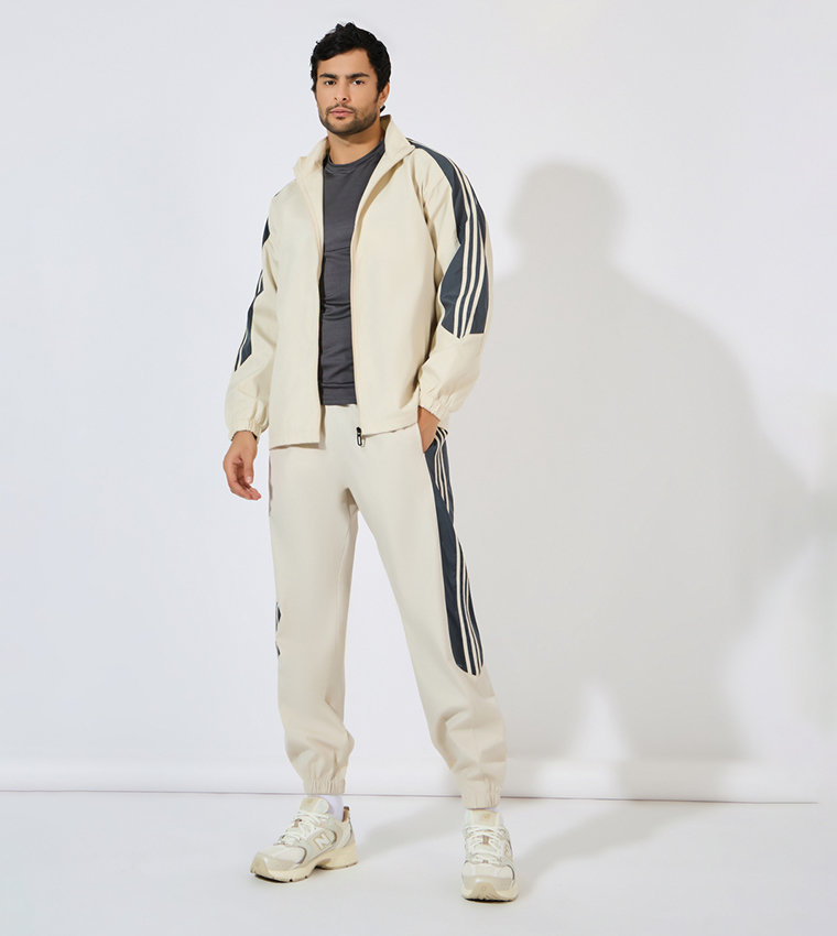 Front Zip Striped Panel detail Athleisure Track Suit