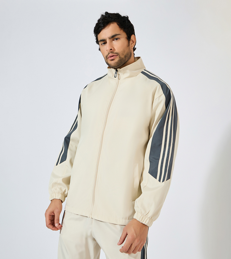 Front Zip Striped Panel detail Athleisure Track Suit