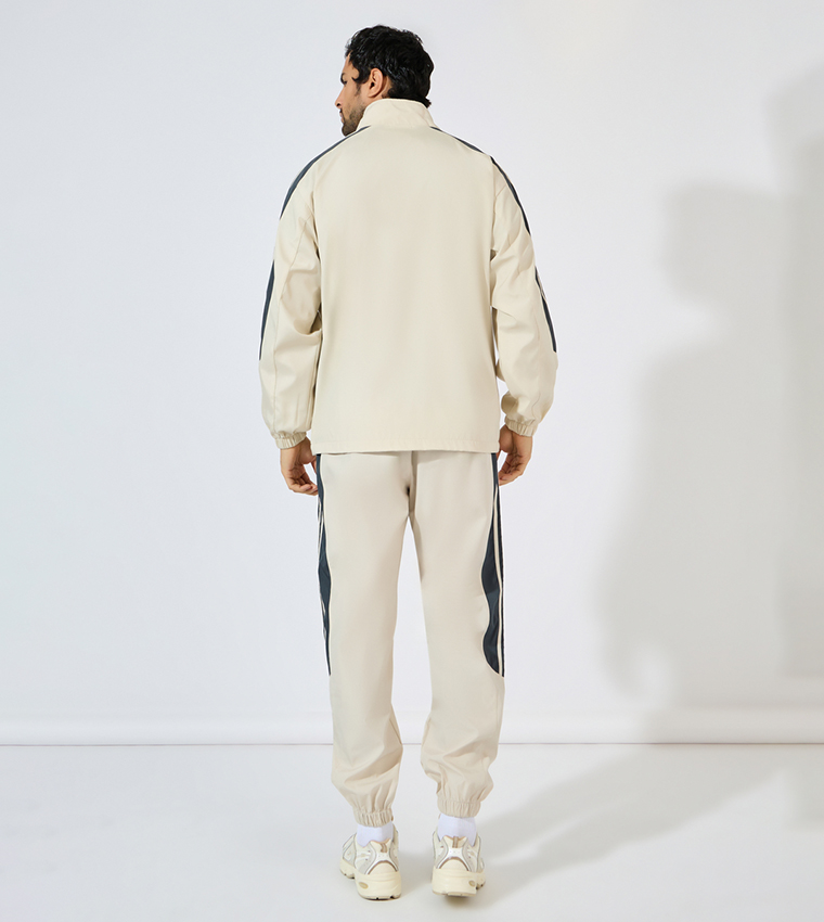 Front Zip Striped Panel detail Athleisure Track Suit