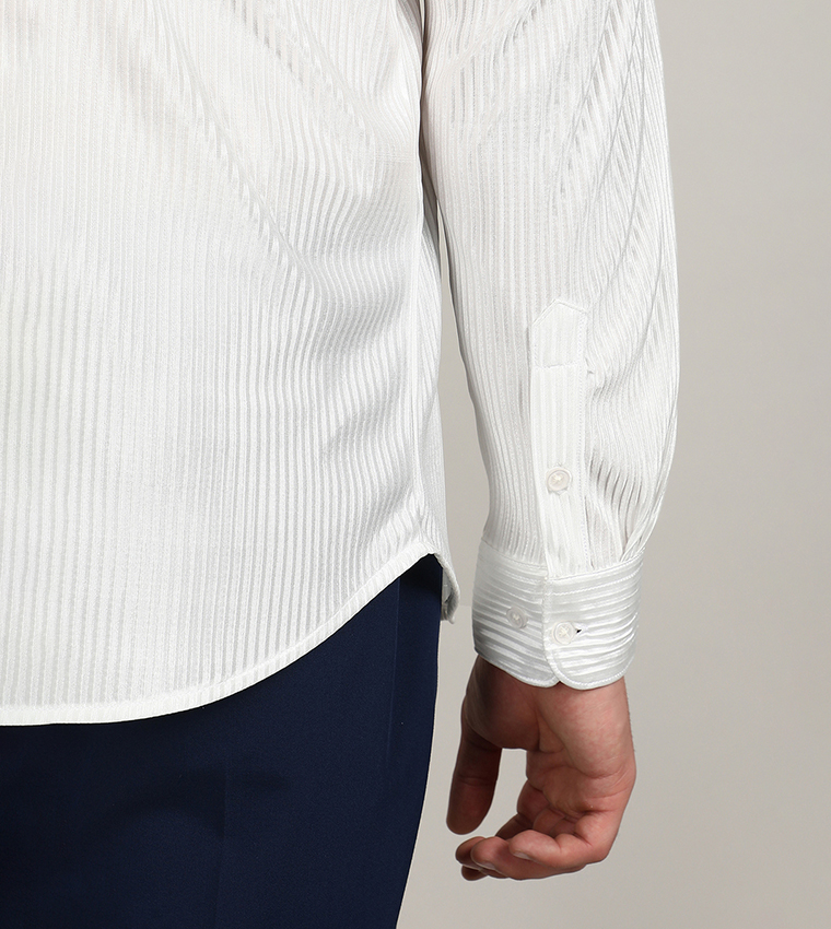 Pleat-Creased Long Sleeves Shirt