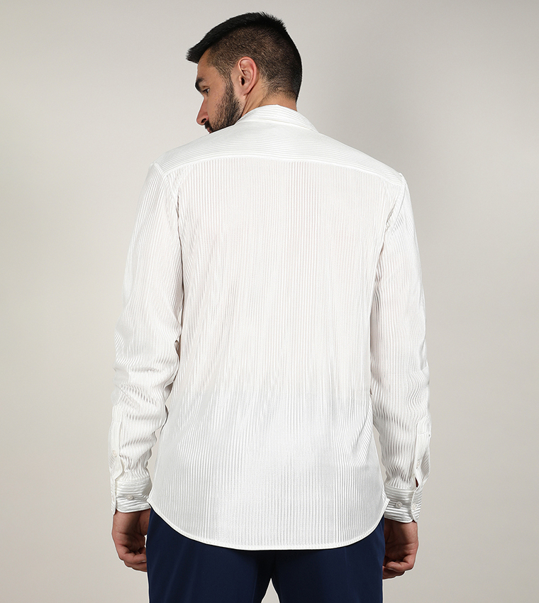 Pleat-Creased Long Sleeves Shirt