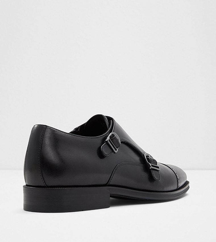 Black single monk strap shoes discount