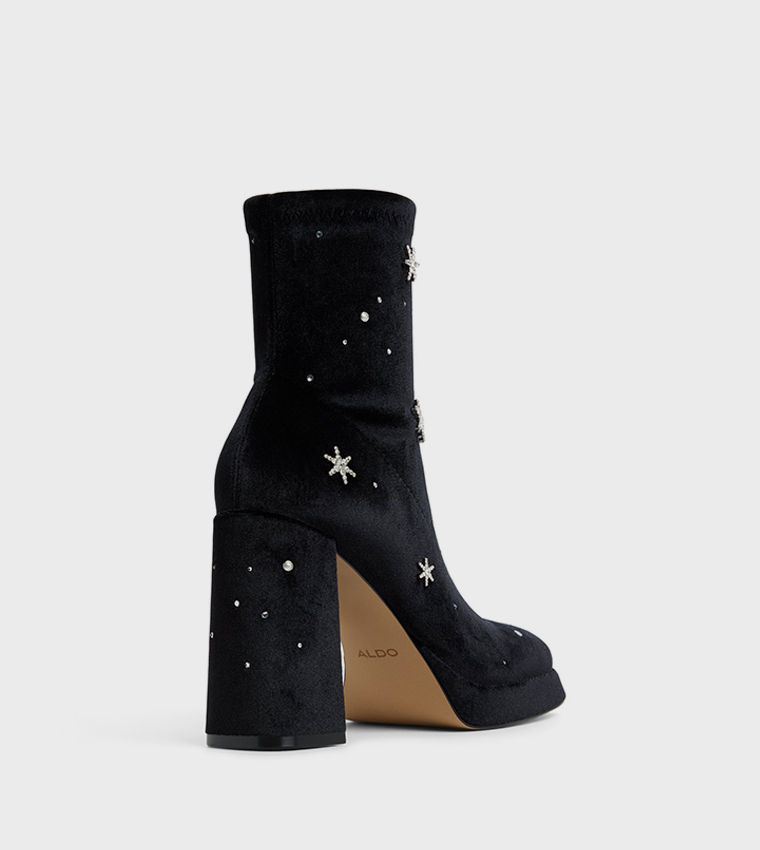 STARRIE Embellished Block Heel Ankle Boots