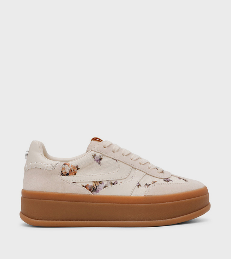 OFF-TRACK Printed Lace-Up Platform Sneakers