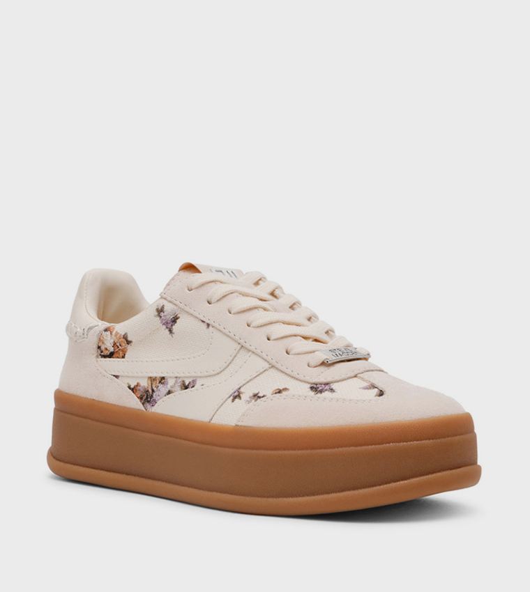 OFF-TRACK Printed Lace-Up Platform Sneakers