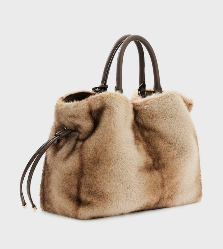 MAVIS Printed Furry Satchel Bag