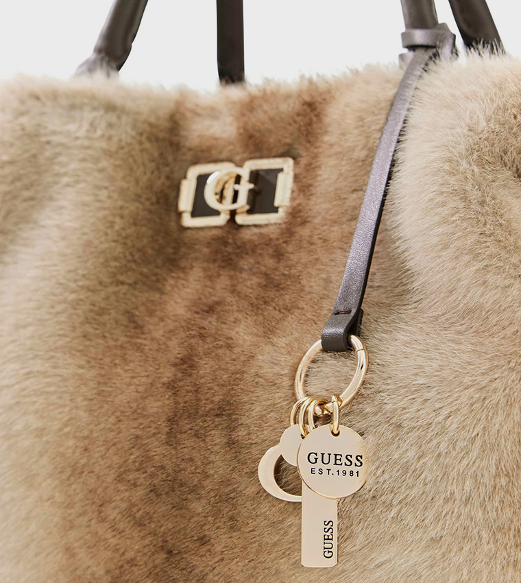 MAVIS Printed Furry Satchel Bag