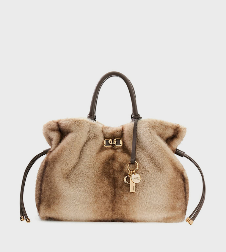 MAVIS Printed Furry Satchel Bag